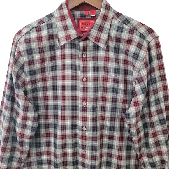 Haupt Fashion Fit Plaid Button Down Shirt Mens Size M Long Sleeve Casual Cotton - Picture 3 of 7